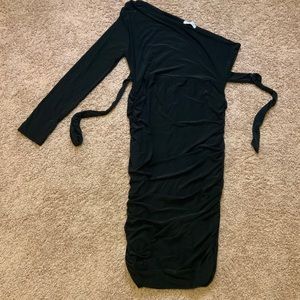 One Shoulder Ruched Midi Dress